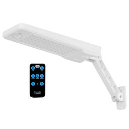 Solar Wall Light Outdoor 60LEDs PIR Motion Sensor Remote Control Wireless Lamps IP65 Waterproof Lighting For Garage Front Door Garden Pathway (Option: White)