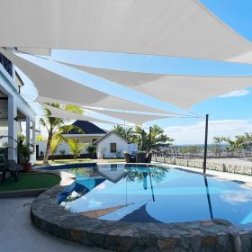 Artpuch Custom Size Light Gray Sun Shade Sail Triangle Canopy 185 GSM Durable Fabric UV Block Awning for Outdoor Patio Garden Backyard (Customize (Color: Light Gray, size: 13X15X15)